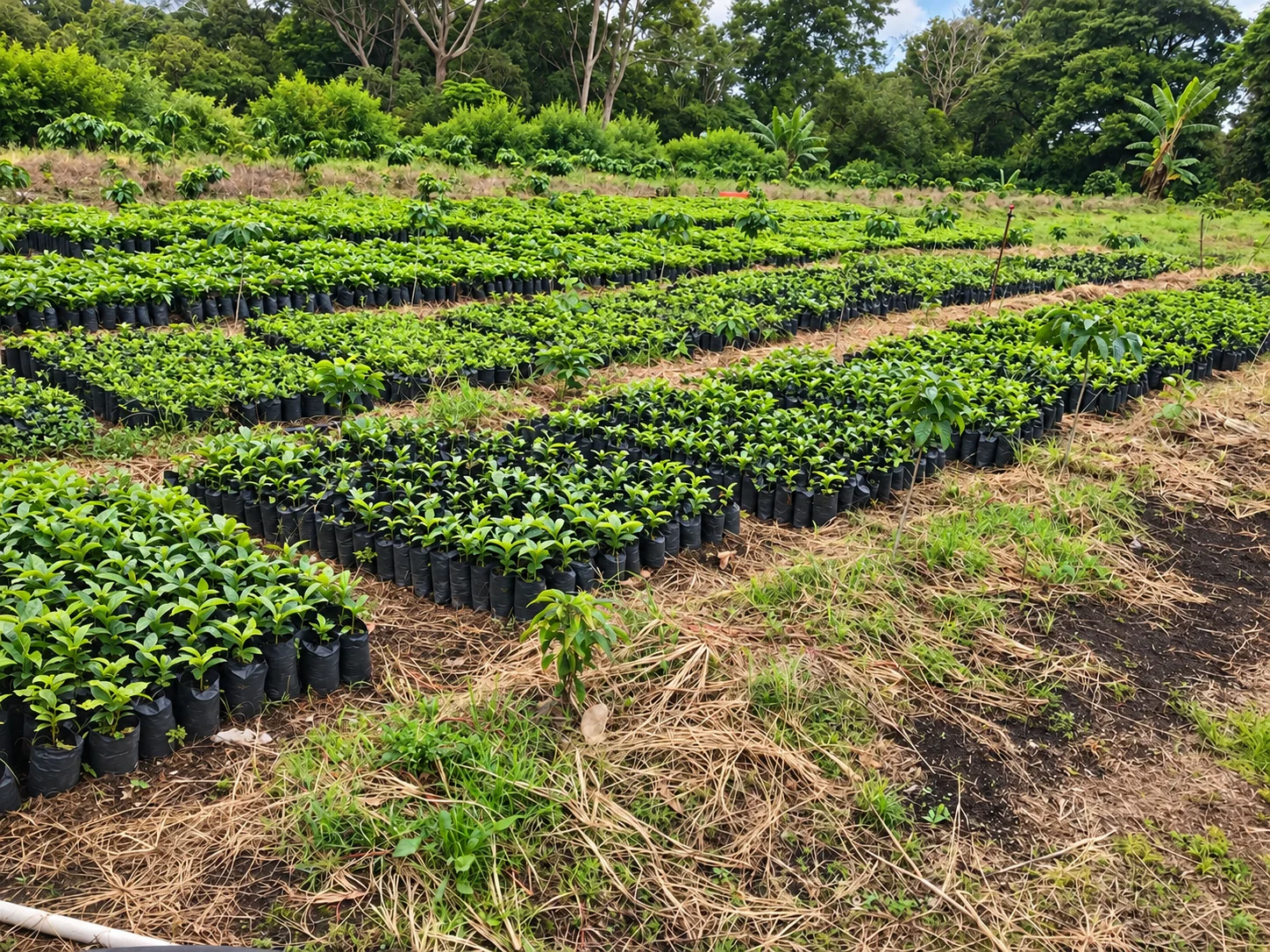 Plantas de café en el vivero, fotografía facilitada por Encanto y retocada