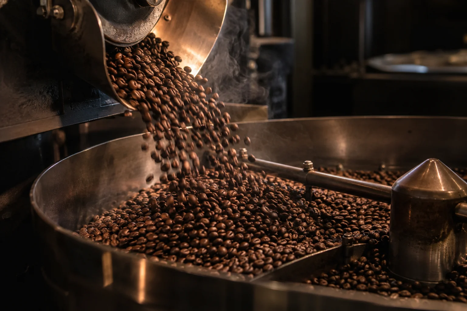 Escena ilustrativa de granos de café durante el tueste